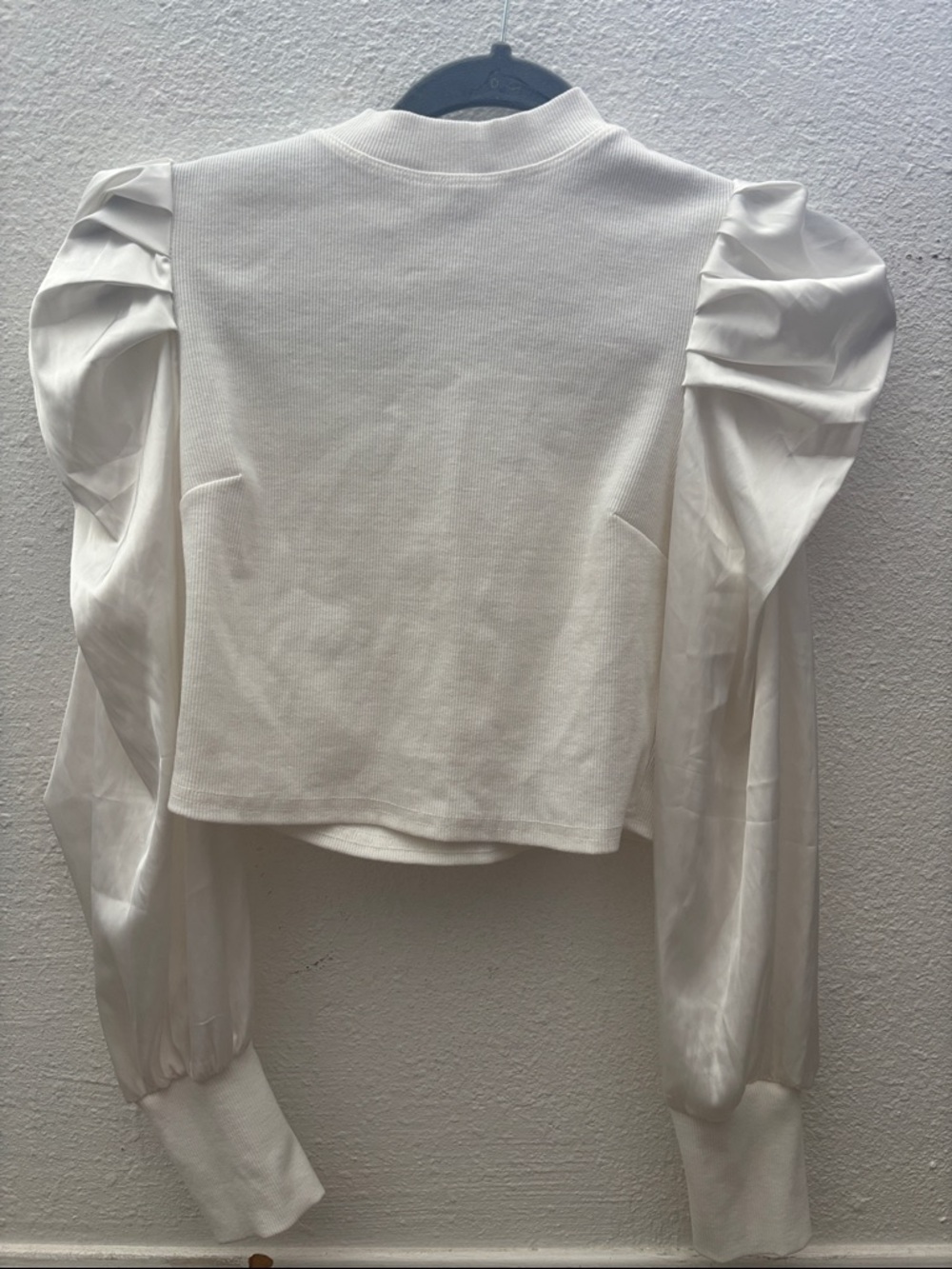 Fashion Nova White Puff-Sleeve Cropped Top